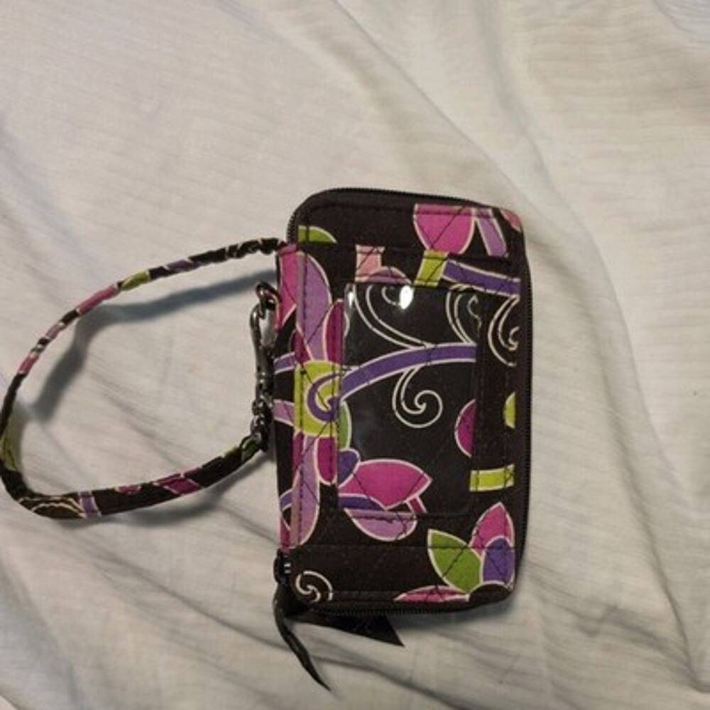 Vera Bradley Purple Punch All-In-One Wristlet Wallet Retired Floral Zip Around